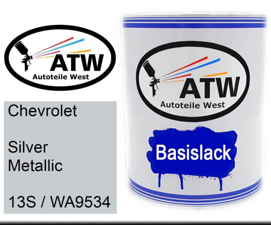 Chevrolet, Silver Metallic, 13S / WA9534: 1L Lackdose, von ATW Autoteile West.